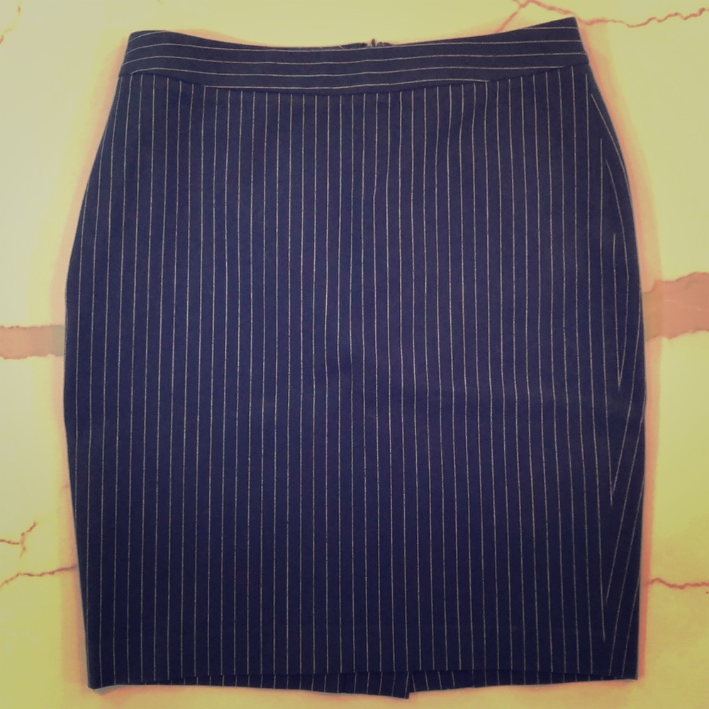 Navy striped BR pencil skirt